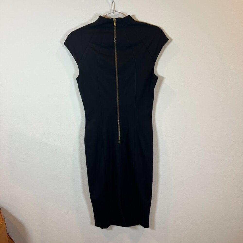 Alexia Admor Katrina Black Splitneck Cap Sleeve Sheath Midi Dress Sz XS $245 - Picture 4 of 5
